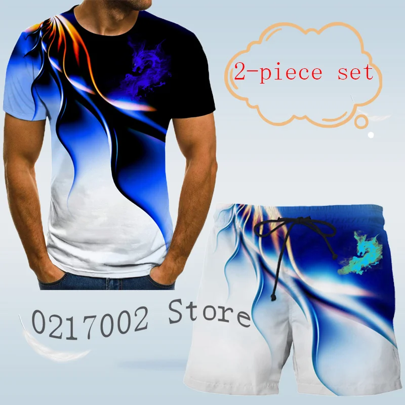 Мужской костюм с коротким рукавом футболка 3d-рисунком пальмовой кошки и шорты