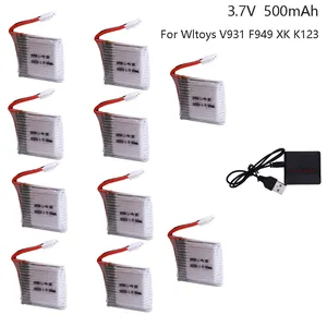 Аккумулятор 3,7 в 500 мА  ч 25C LiPo с зарядным устройством для Wltoys V931 F949 XK K123 6Ch RC вертолет для игрушек WLtoys V931 F949