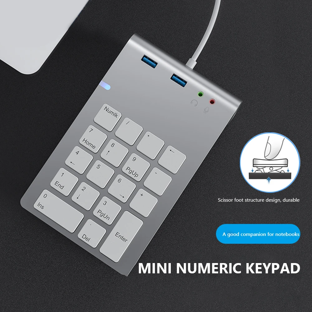 ABS USB 18 Keys Universal Numeric Keypad Numpad USB3.0 HUB Digital Keyboard for Accounting Laptop Desktop PC Computer Silver | Компьютеры