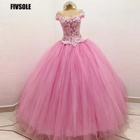 fivsole tulle ball gown quinceanera dresses short sleeves appliques robes de soir%c3%a9e cinderella birthday gowns sweet 16 dress