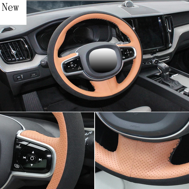 

Hand-Stitched Leather Suede Car Steering Wheel Cover Set for Volvo S90 Xc60 Xc90 V90 V60 S60 Car Accessories