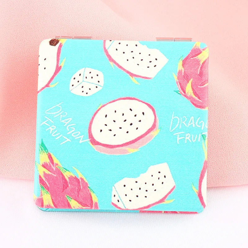 PU Folding Small Mirror Portable Makeup Pocket Mirror Round Mirror - Цвет: 12