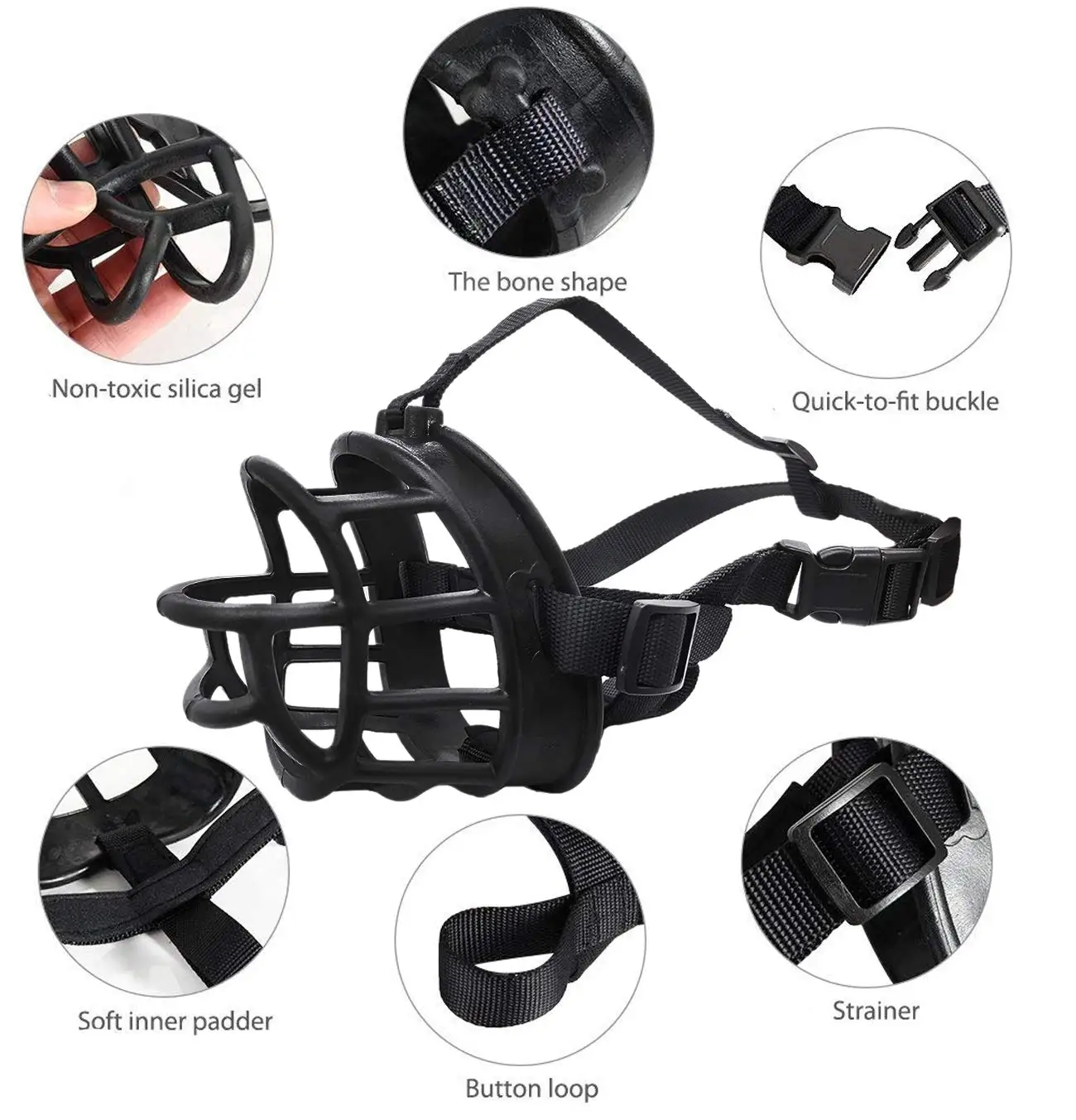 Silicone Basket Dog Muzzle Adjustable Comfy Soft Stop Biting Barking Chewing for Small Medium Large Dogs Prevent | Дом и сад