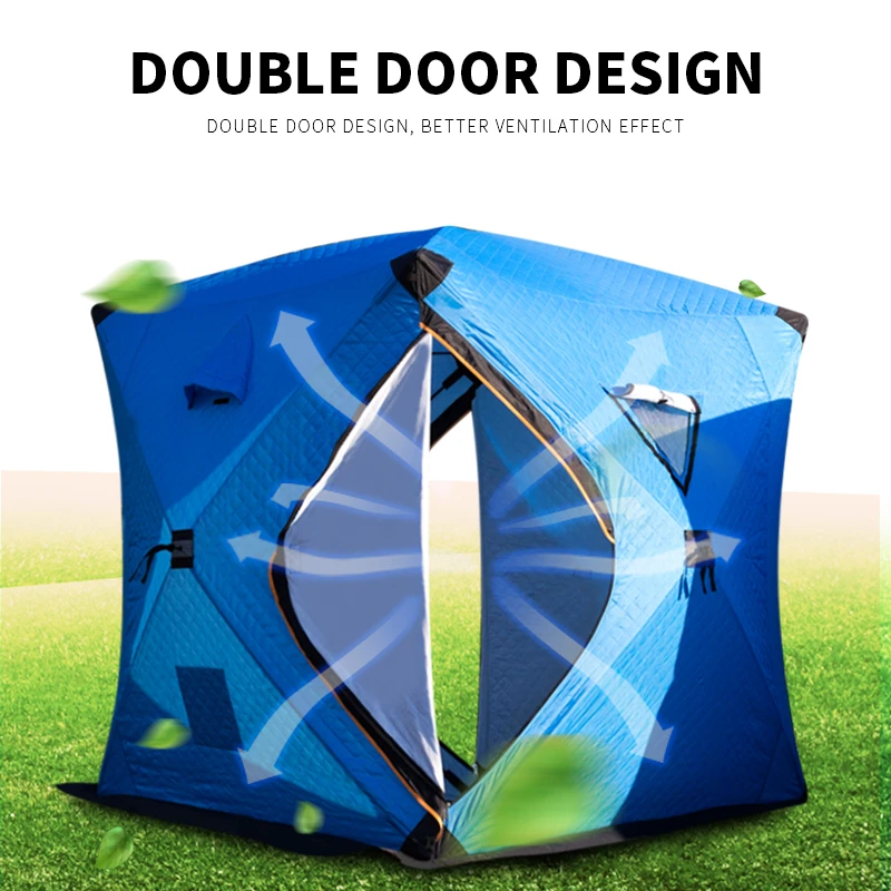 Палатка для зимней подледной рыбалки на 3-4 человека трехслойная хлопковая теплая