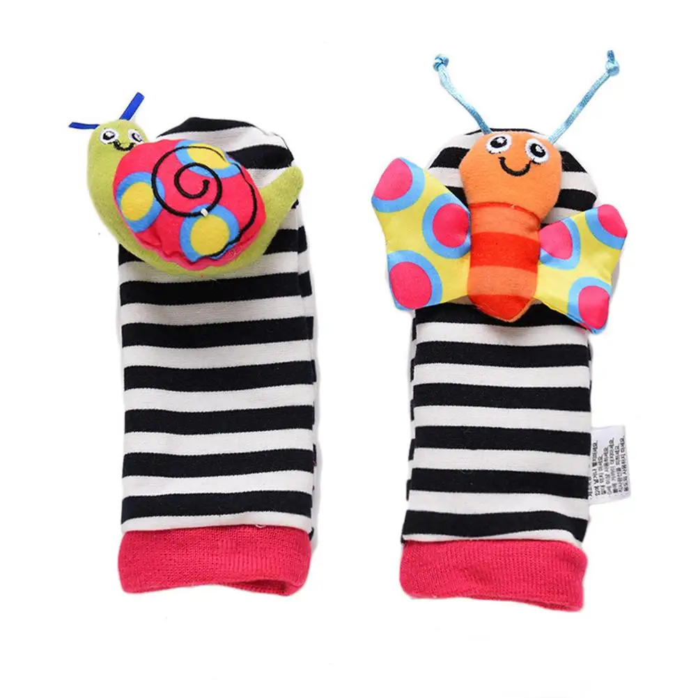 

2/4PCS Baby Rattles Toy 0~24 Months Wrist Strap Rattles Animal Socks Toy Wristbands Infant Baby Kids Handbells Hand Foot Socks