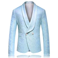 Men's Spring And Autumn Fashion European And American Top Business Casual Handsome Slim Men's Woven Pattern Suit
