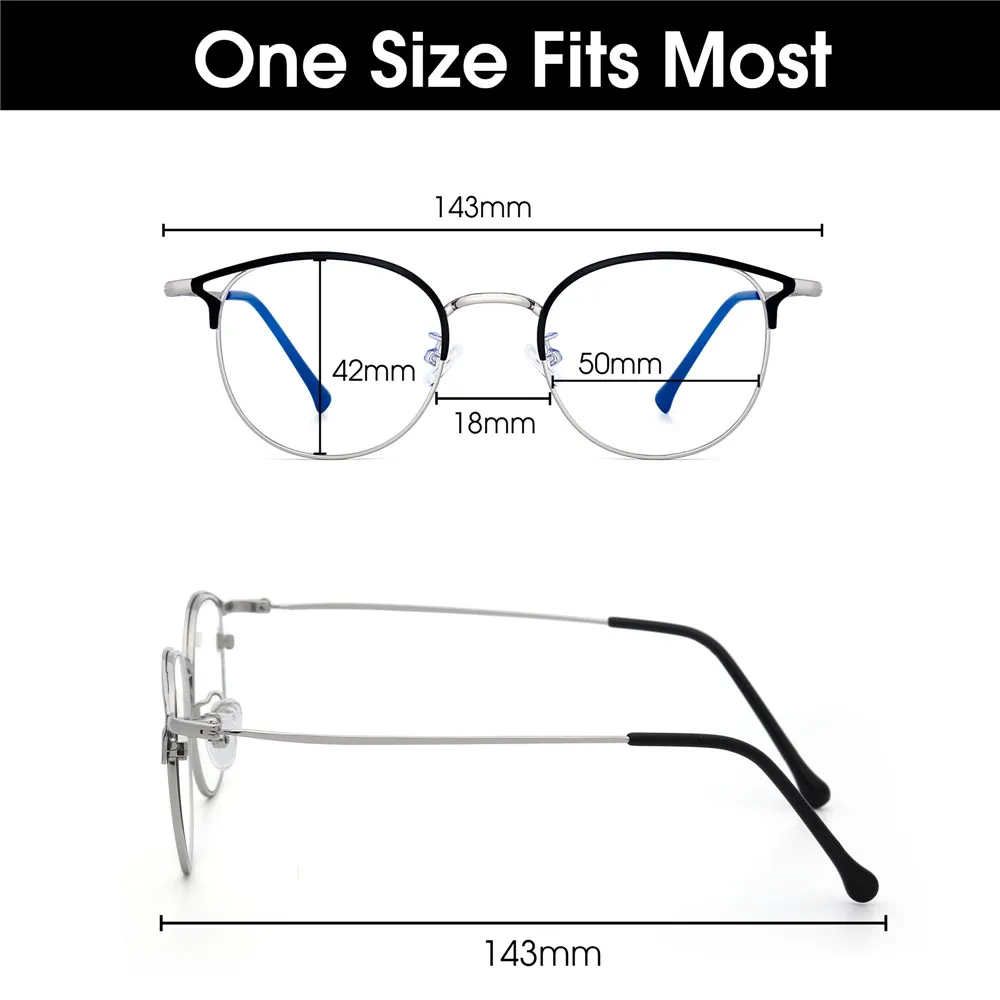 

JM Metal Frame Cat Eye Blue Light Glasses for Women 9029