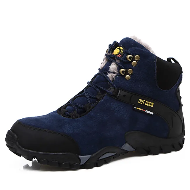 Pur Blue SENTA New Winter Men Hiking Shoes Waterproof Climbing Boots Outdoor Sport Shoes Anti Slip Trekking Hunting Shoes Trainers Rubber - Цвет: Pur Blue