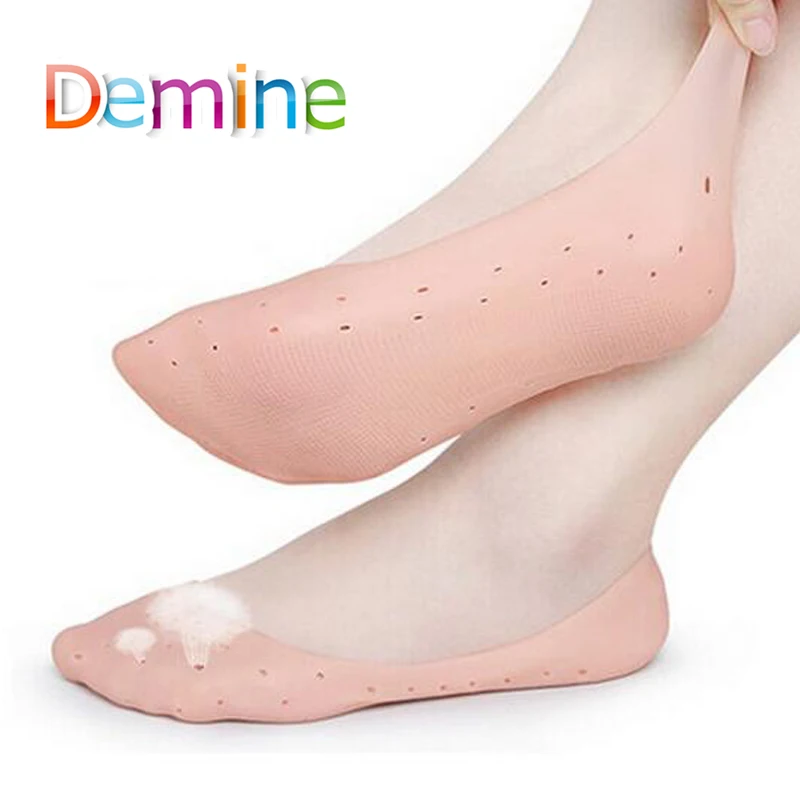 Силиконовые Увлажняющие гелевые носки Demine для пятки треснувшие подушечки ног