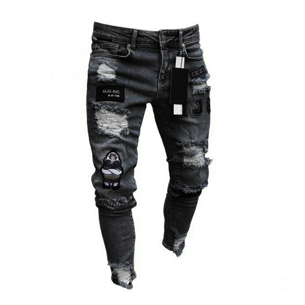3 вида стилей мужские эластичные рваные обтягивающие байкерские джинсы с