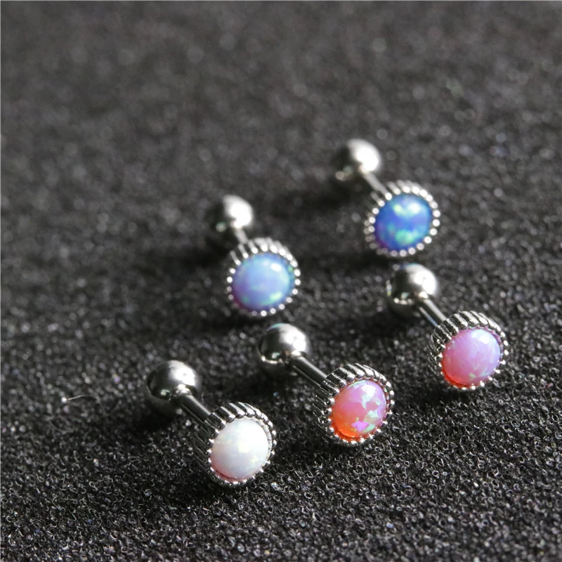 Женские круглые серьги-гвоздики из нержавеющей стали с опалом 1 шт. | Украшения и