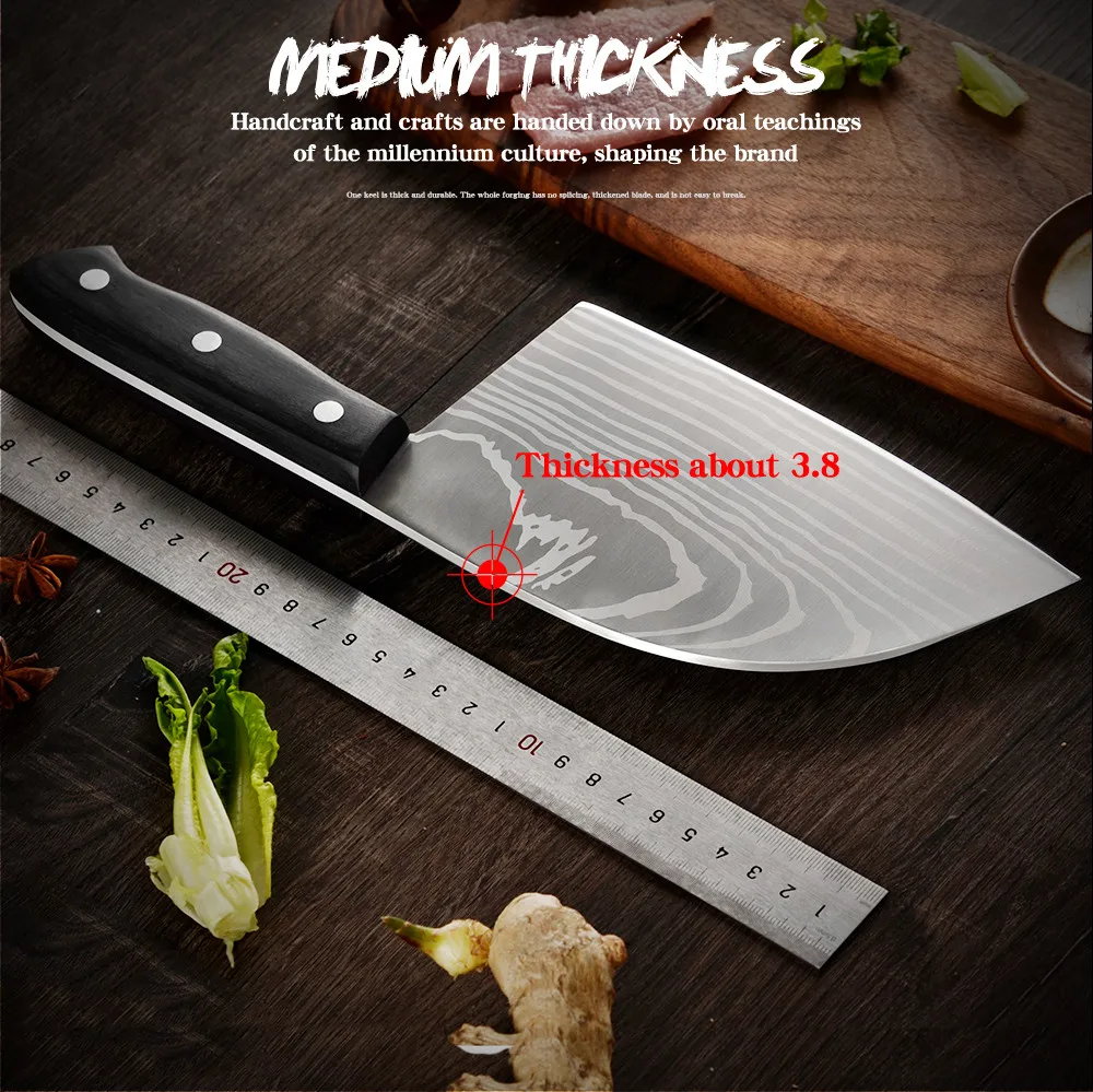 Нож мясника Qing из высокоуглеродистой стали поварской нож для резки мяса овощей