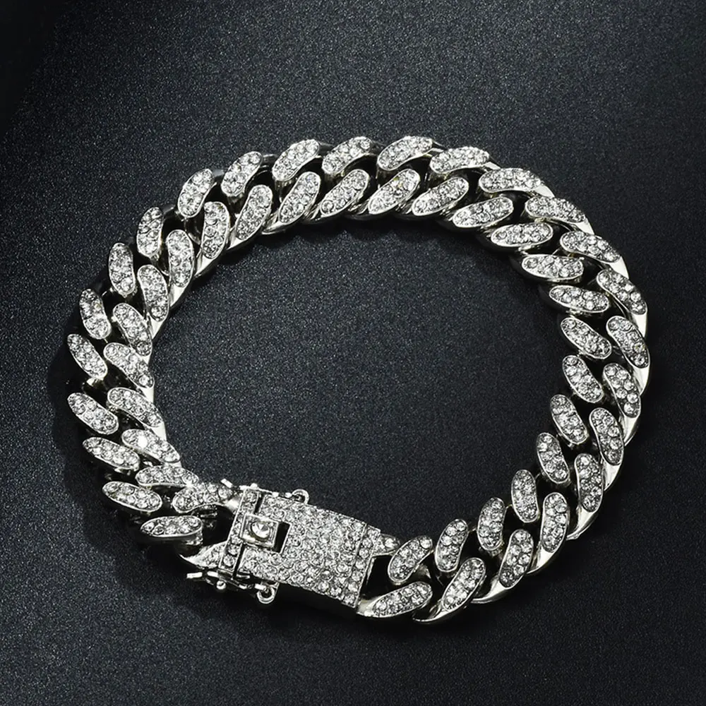 Цепочка Из кубинской цепи Майами Bling AAA мужской браслет стразы с цирконом золотые
