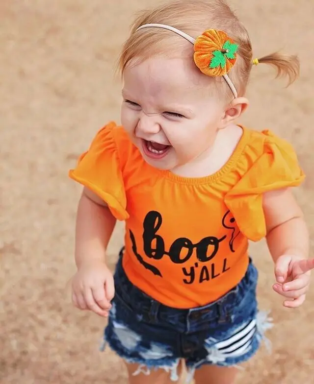 Костюм для косплея новорожденных комбинезон с надписью и оборками джинсовые