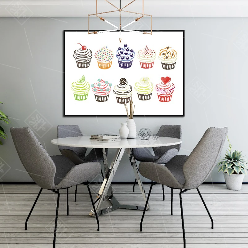 Картина на холсте абстрактные акварельные плакаты и принты торт с мороженым