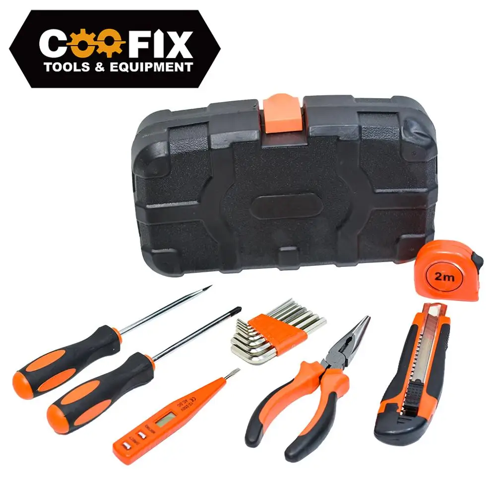 COOFIX 15Pcs Hand Tool Set General Household Repair Kit Set Auto Repair Mixed Tool Storage Case Screwdriver Knife