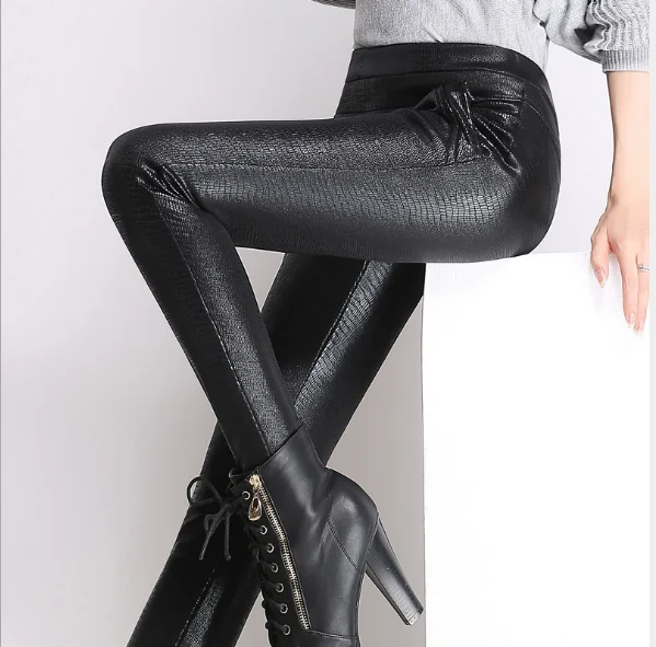 2019 женские брюки больших размеров с высокой талией и рисунком крокодила черные