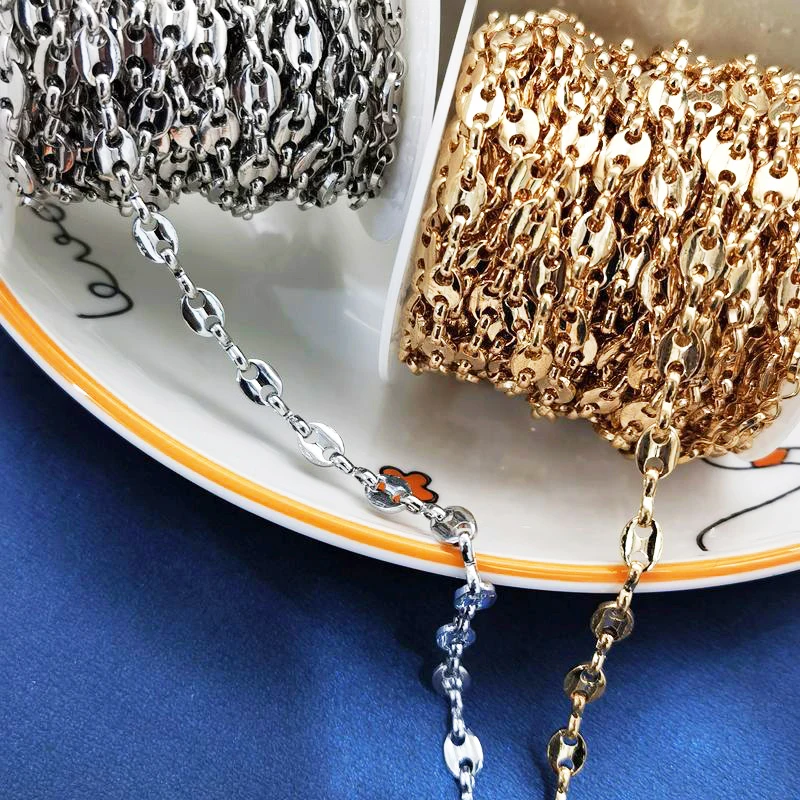 Золотая цепочка KC в форме свиньи 1 м 5 мм для ожерелий браслетов сумок женских