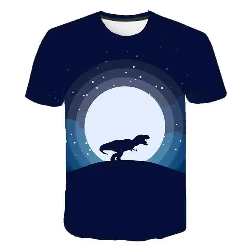 

T Shirt Cartoon 2021 Dinosaur Animals Kids 4-14T Boys Girls Children Cotton Short Sleeves Summer Clothing 3D Print Tee
