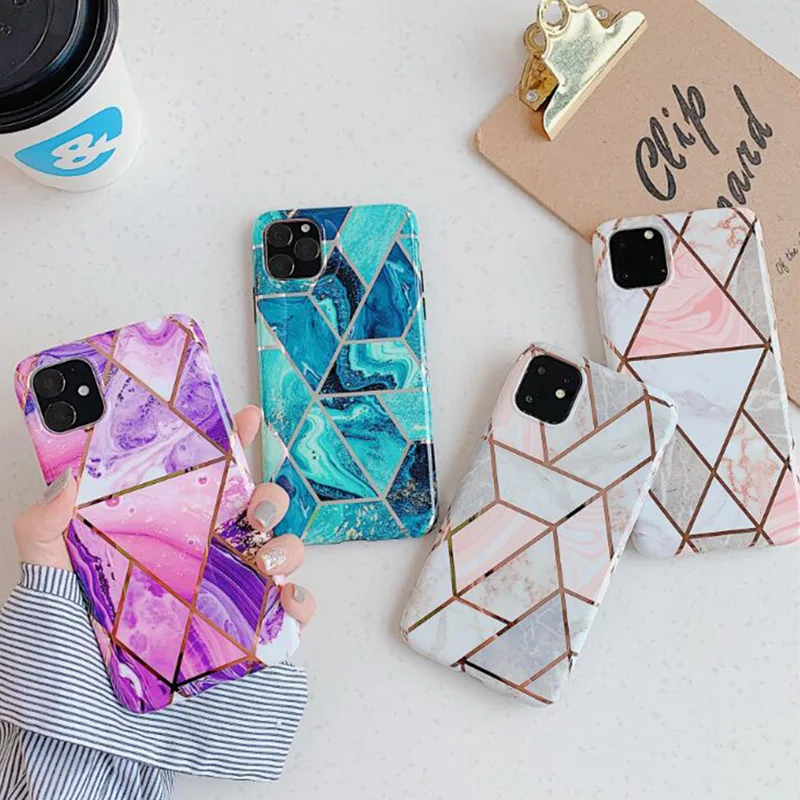 Силиконовый чехол из ТПУ для iPhone 11 Pro Max защитный телефона с геометрическим узором
