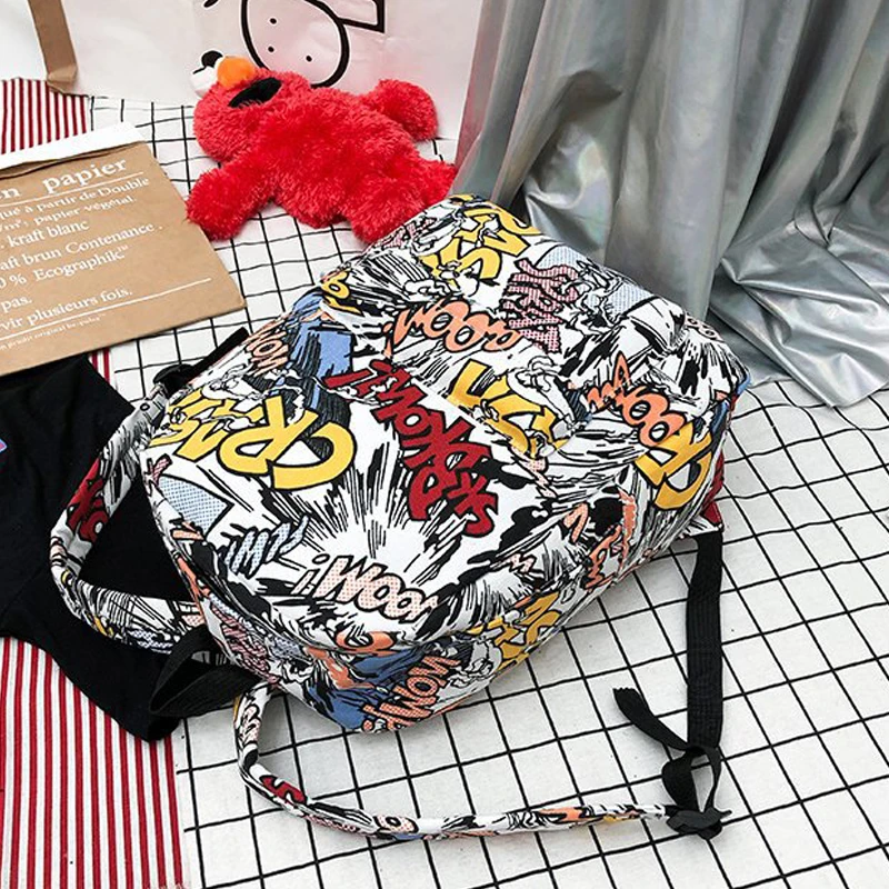 

Women's Backpack Canvas Schoolbag Travel Back Packs Student Shoulder Bags Personalized Graffiti Fashion Teenage Girls Bagpack