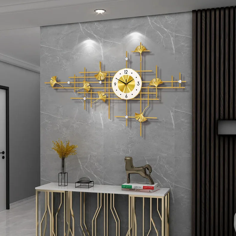 

New Chinese clock wall clock living room light luxury home decoration wall clock fashion creative wall clock