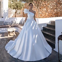 eightree sexy wedding dresses white one shoulder bride dress 2022 beadings pearls princess a line wedding evening gown plus size
