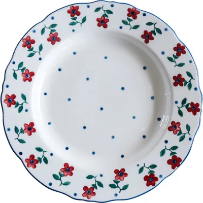 

14pcs Japanese small flower red ceramic hand color set household tableware kitchen supplies dish set