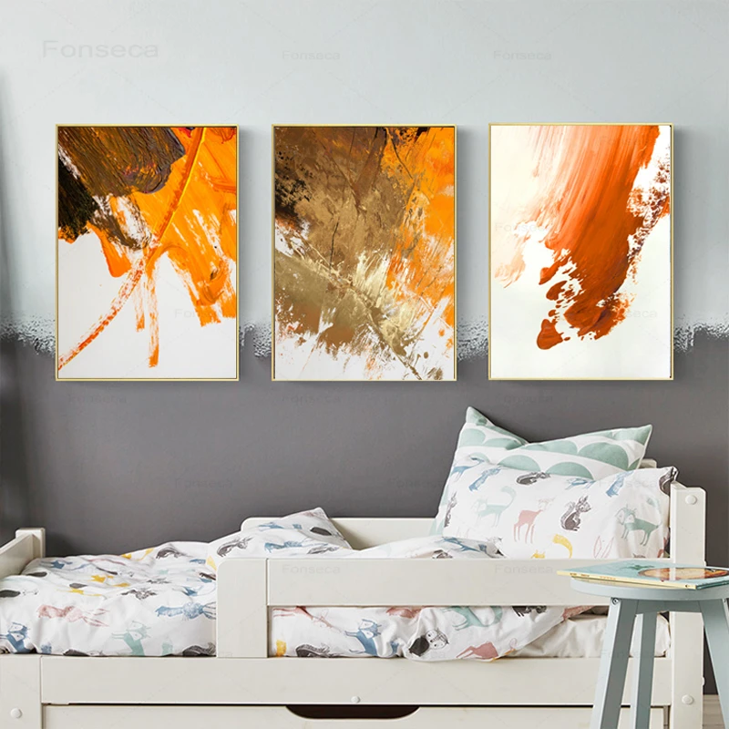 

Orange Red Black Abstract Poster Nordic Simplicity Canvas Painting Art Wall Pictures for Living Room Modern Home Decoration