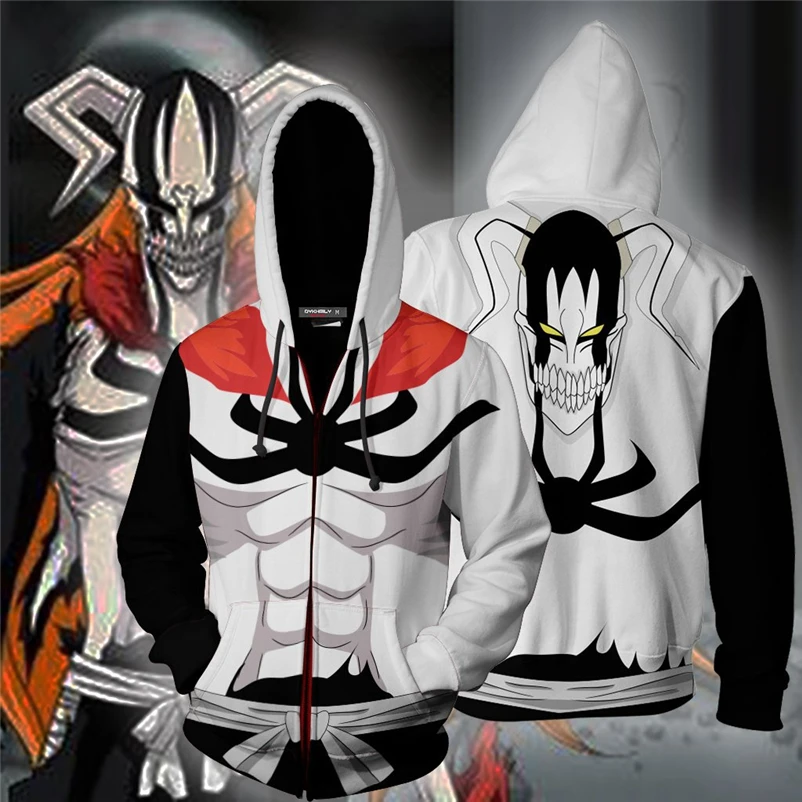 

Men and Women Anime Zip Up Hoodies Anime Bleach Hoodie 3d Hooded Sweatshirt Cosplay Costumes Tracksuit Harajuku Streetwear Coat