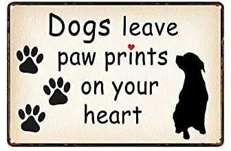 

Dog Leaves Paw Vintage Style Metal Sign Iron Painting for Indoor & Outdoor Home Bar Coffee Kitchen Wall Decor 8 X 12 Inch