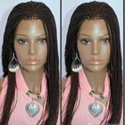 Длинные плетеные парики 26 дюймов с косичками, натуральные черные синтетические парики 13*4 с кружевом спереди, Искусственные парики для косплея при высокой температуре