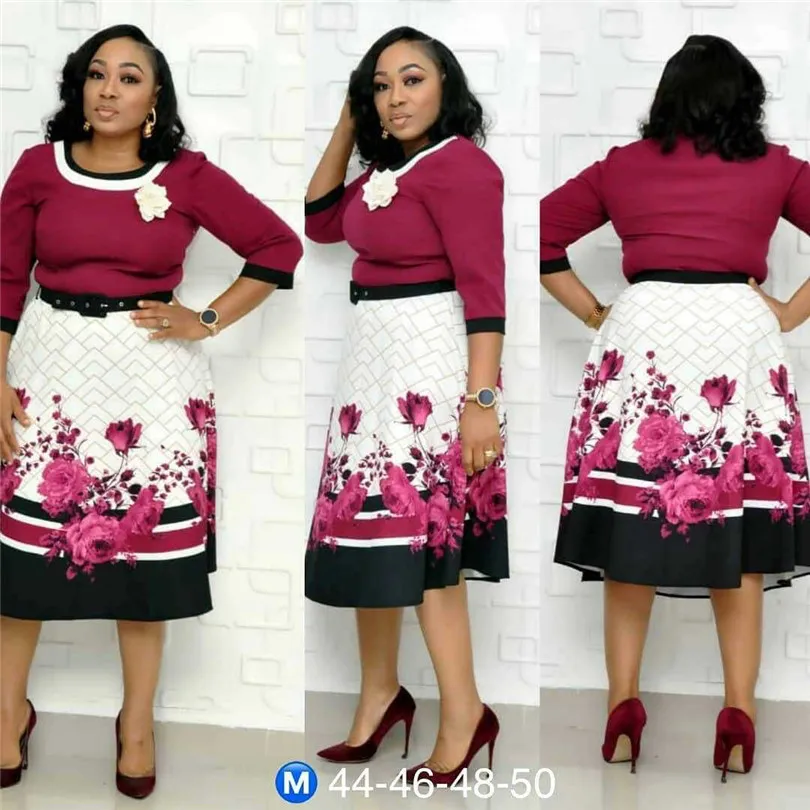 2019 приграничные африканские украшения с цветочным принтом рукавом круглым