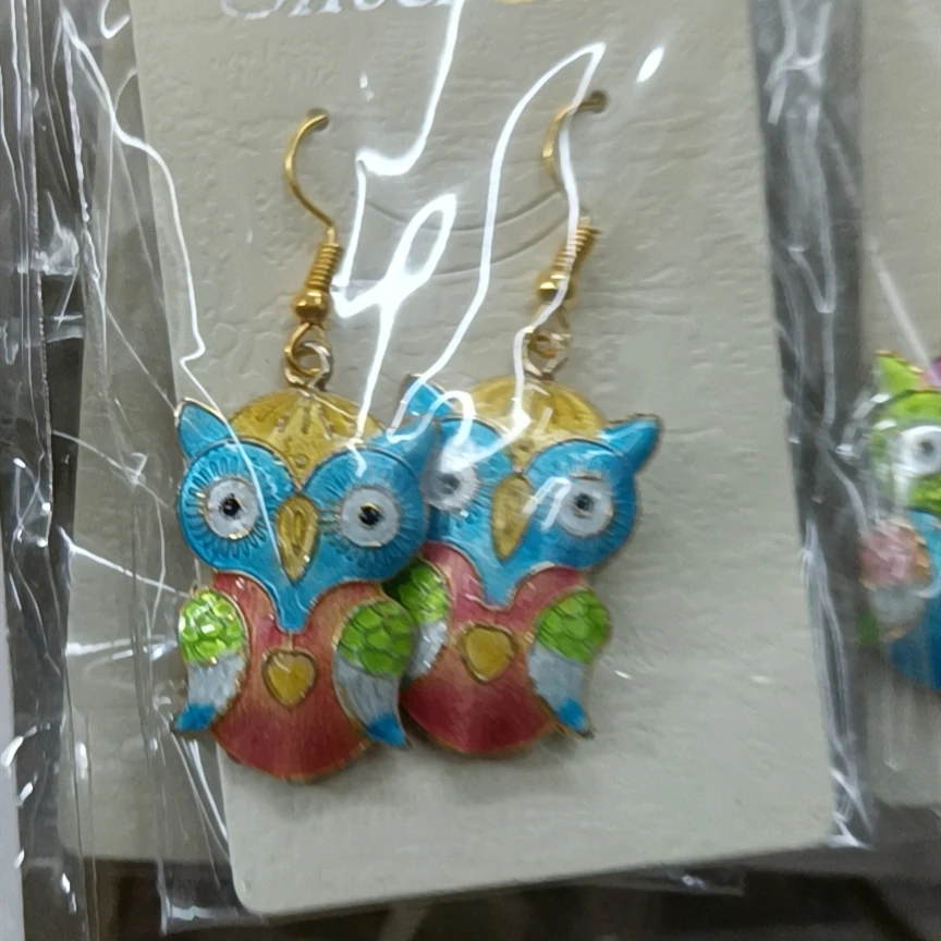 

Fancy Enamel Cute Owl Leaf Drop Earrings Cloisonne Filigree Eardrop Women Accessories Ear Dangle Animal Copper Jewelry