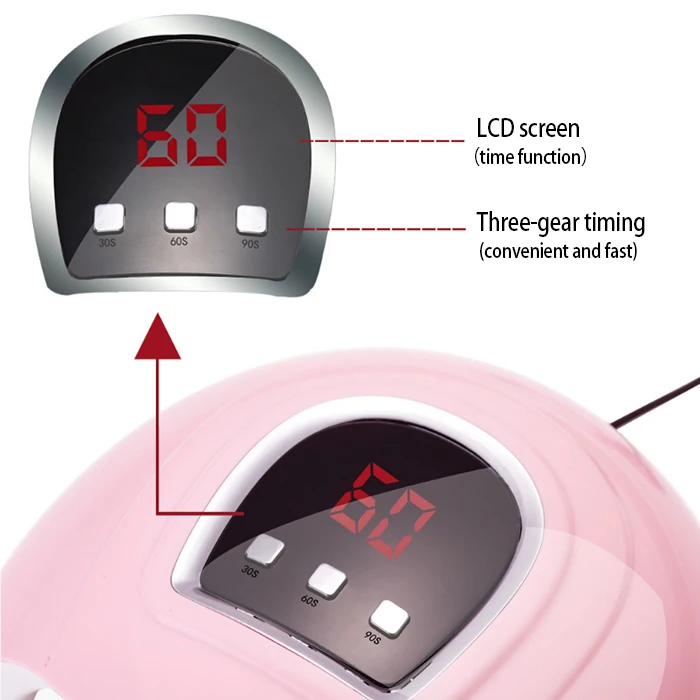 Bargain Nail Dryer 54w Pink Large Space Dual Light Source UV Nail Lamp,Manicure Phototherapy Machine,Portable USB Baking Lamp enlarge