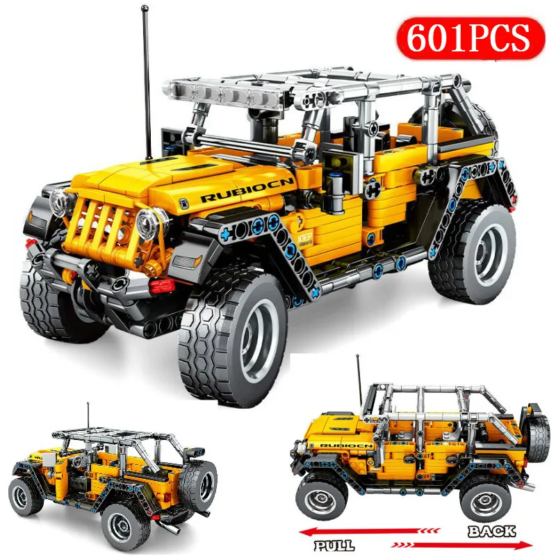 601pcs Creator механические Вытяните назад Jeeped внедорожные строительные блоки для