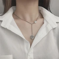 s925 silver luck smiling face round pendant tassel chain necklace fashion simple neck necklace light womens exclusive jewelry