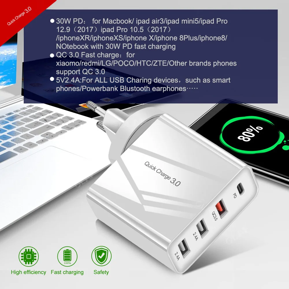 Олаф 48 Вт Быстрая зарядка 3,0 USB зарядное устройство QC3.0 QC Тип C PD вилка Быстрая зарядка настенное зарядное устройство для мобильного телефона для iPhone Xiaomi huawei