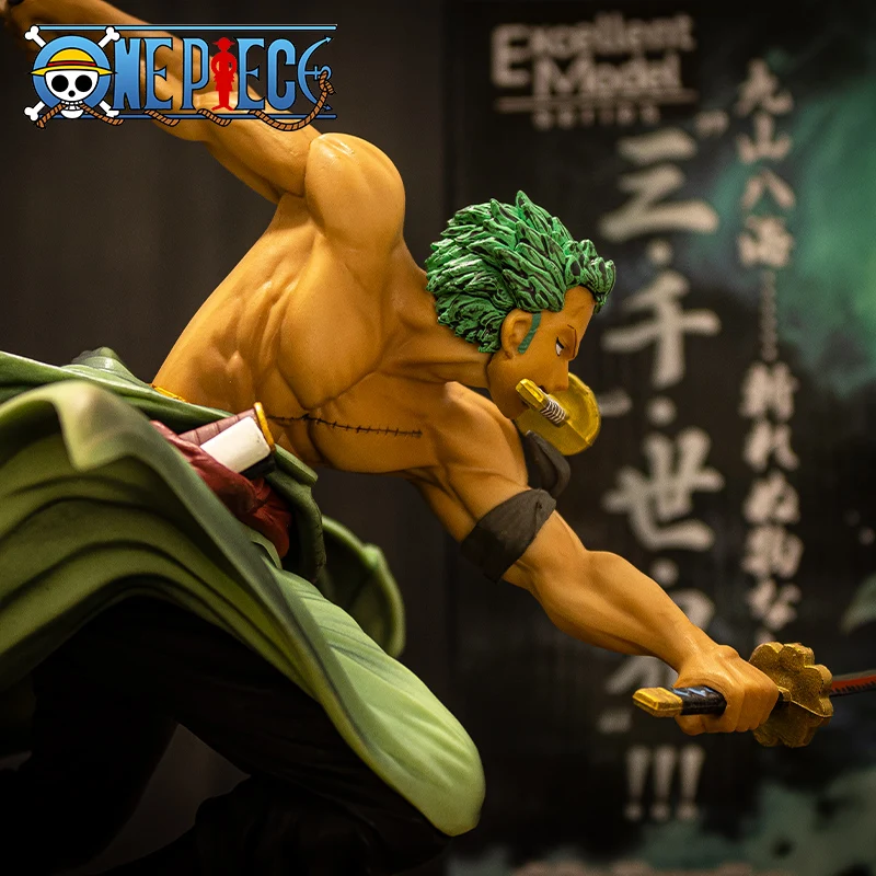 

Japanese anime ONE PIECE 18CM Roronoa Zoro Three thousand models of handmade dolls in the world Children's birthday gift