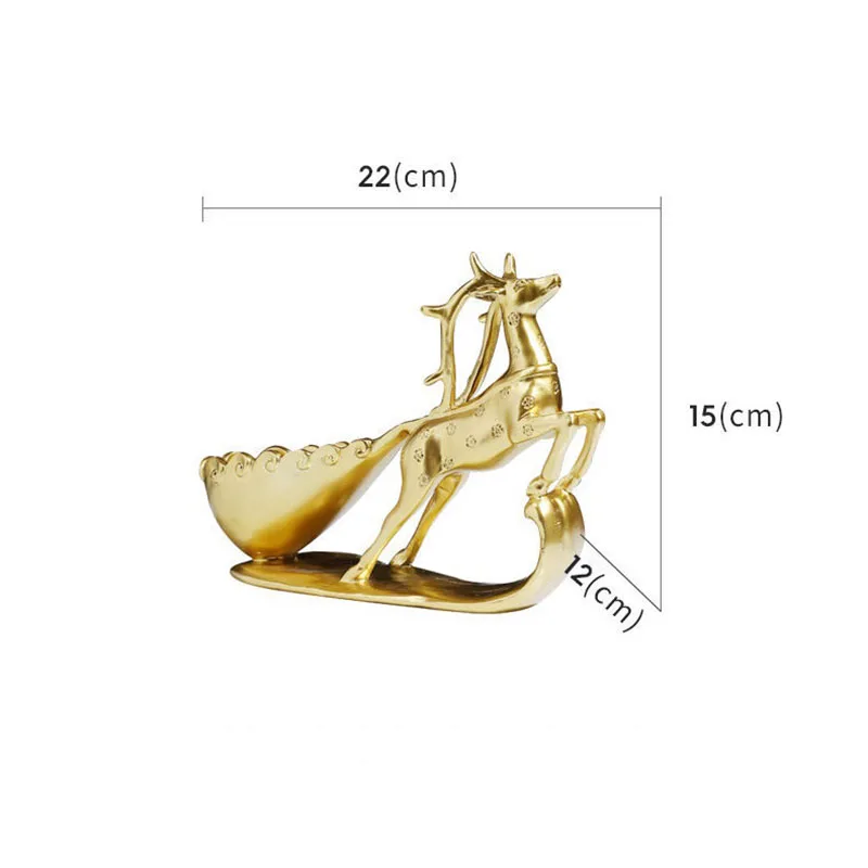 

European Style Golden Elk Resin Wine Rack Crafts Luxury Living Room Table Home Decoration Storage Ornaments