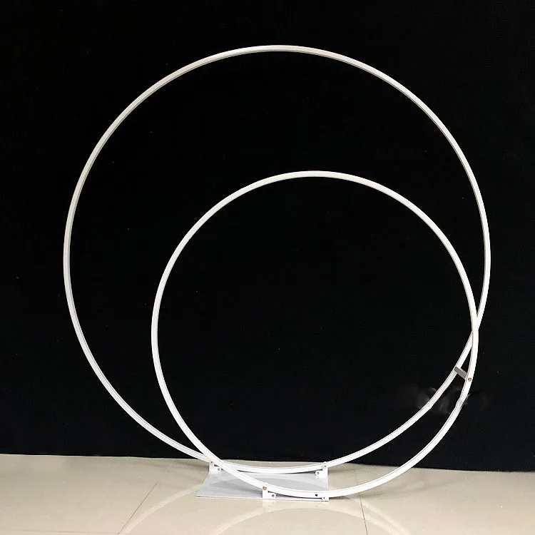 Wedding props wrought iron concentric round arches wedding decor double ring arch flower T platform stage backdrop layout 2pcs