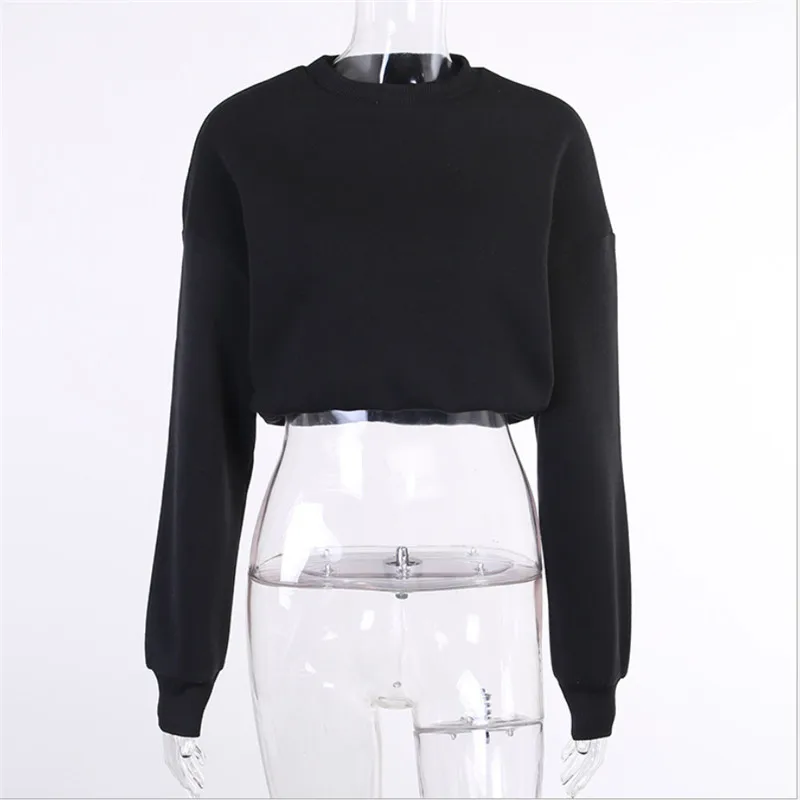 

hirigin Summer Spring Women Streetwear Clubwear Crop Tops Sweatshirt Fashion Ladies Long Sleeve O-neck Pullover T-shirt