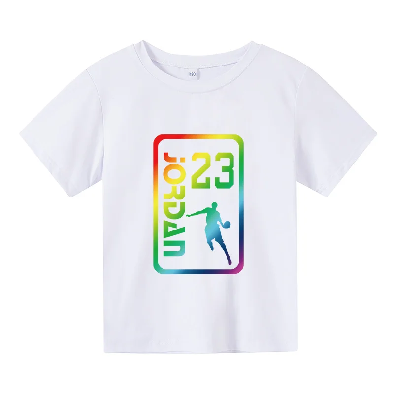 

Unisex Summer New T-shirt Fashion Letter Girl T-shirt Harajuku Retro Boy T-shirt Pure Cotton Printed Round Neck Kids T-shirt