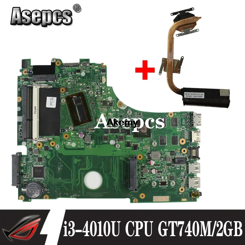 

For Asus X750JN X750JB X750J A750J K750J laptop Motherboard Mainboard i3-4010U CPU GT740M/2GB free Heatsink