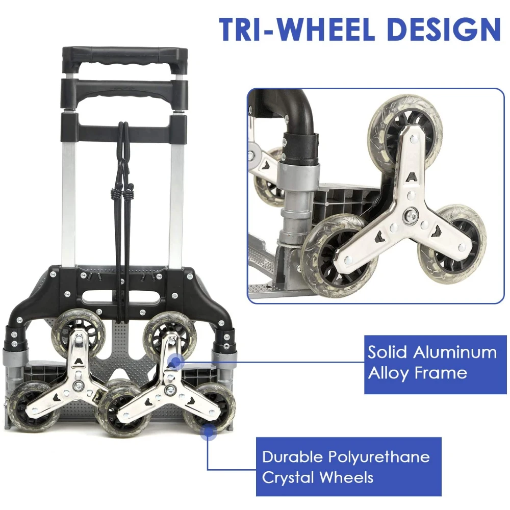 Тележка для подъема по лестнице 150 кг с сумкой 6 хрустальных колес | Дом и сад