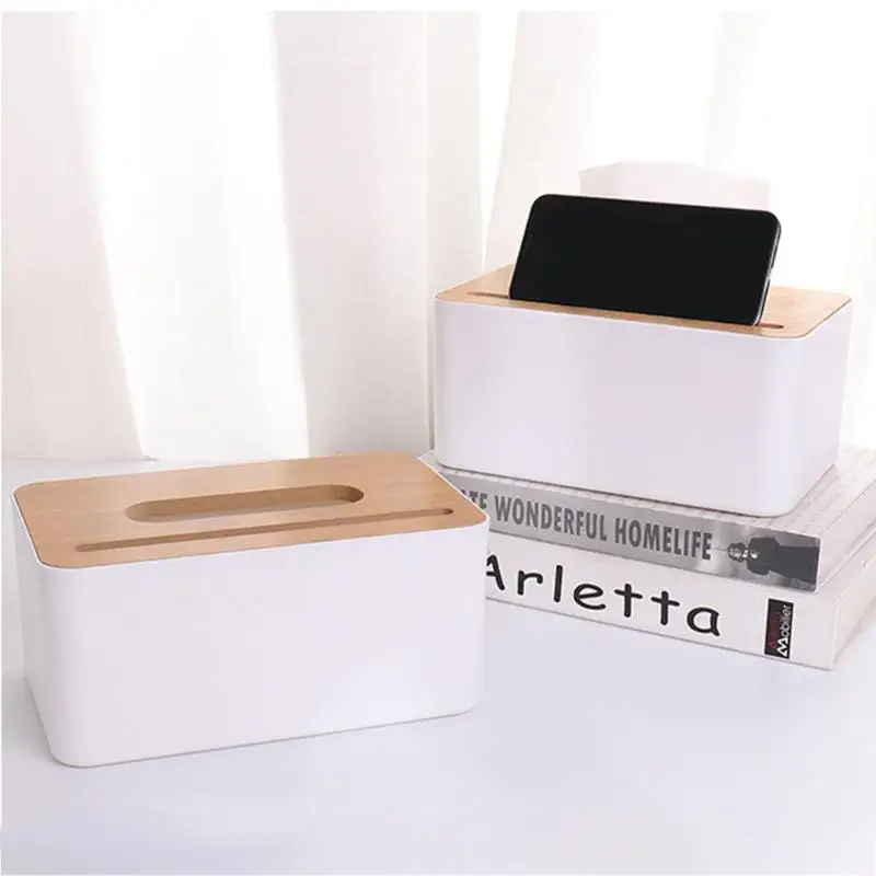 Съемная пластиковая коробка для салфеток с бамбуковым деревянным чехлом для телефона, домашний кухонный чехол для салфеток, украшение для хранения