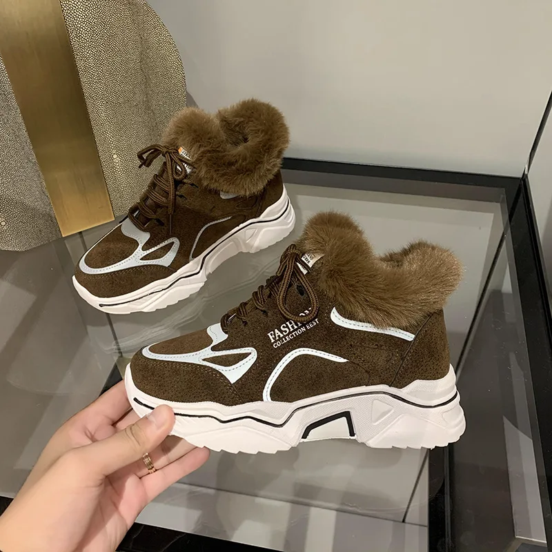 W-Лидер продаж сезон осень-зима Новинка бархатная обувь на толстой подошве теплая