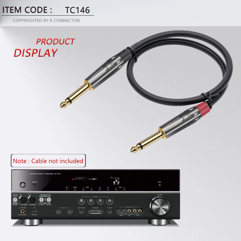 10PCS Mono Jack 6.35MM Connector Gold Plated Brass 2 Pole 6.3MM 1/4 Inch Plug Audio Microphone Cable | Обустройство дома