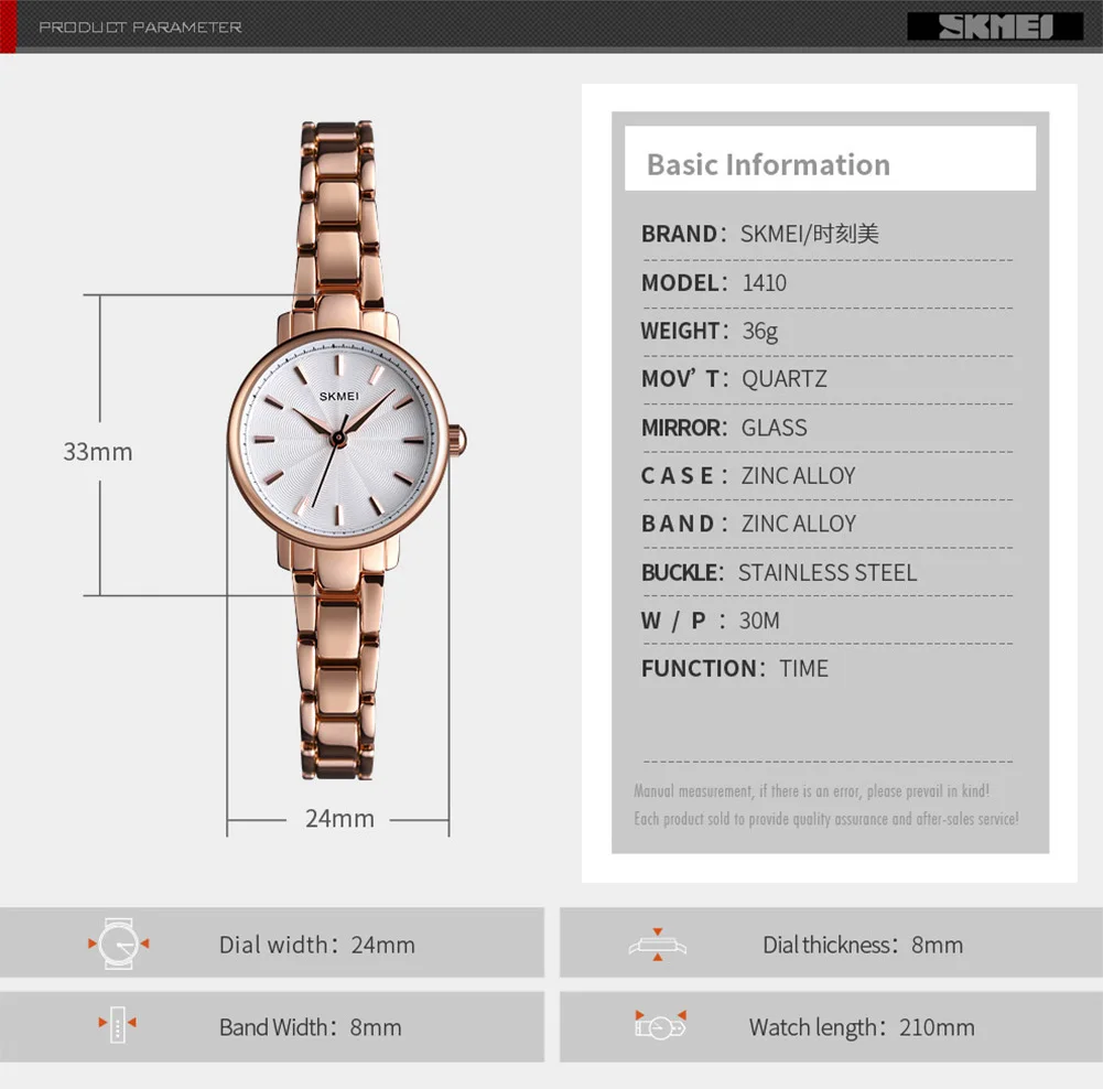 

SKMEI Quartz Watch Women Fashion Ladies Watches Wrist Waterproof Stainless Steel Women Watches Luxury Montre Femme 1410