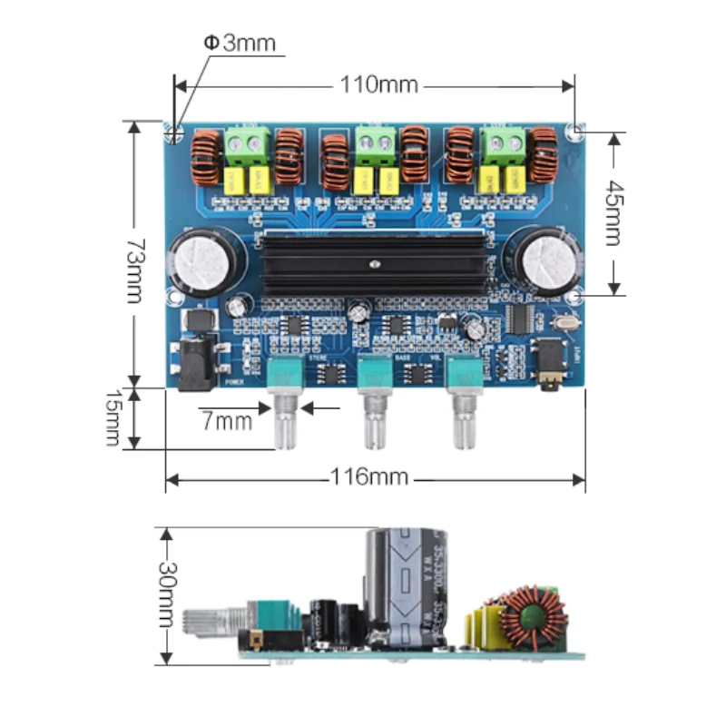 2*50 Вт + 100 Bluetooth 5 0 dual TPA3116D2 Плата усилителя мощности сабвуфера 2 1 каналов TPA3116 аудио